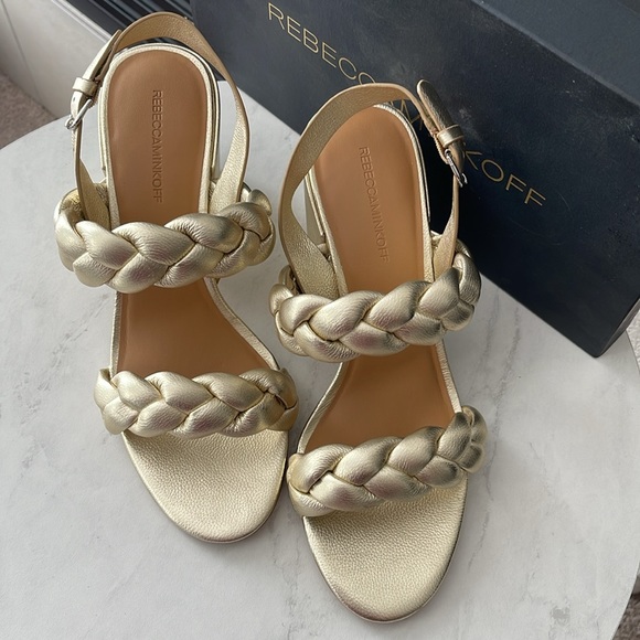 Rebecca Minkoff New Candance Gold Heels Size 10.5 - Picture 2 of 5